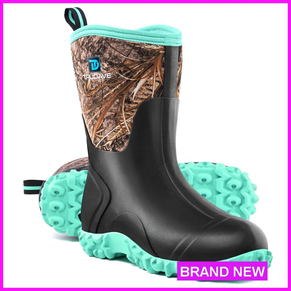 Rubber Rain Boots Steel Shank Waterproof Insulated Mid Calf Work Boots All